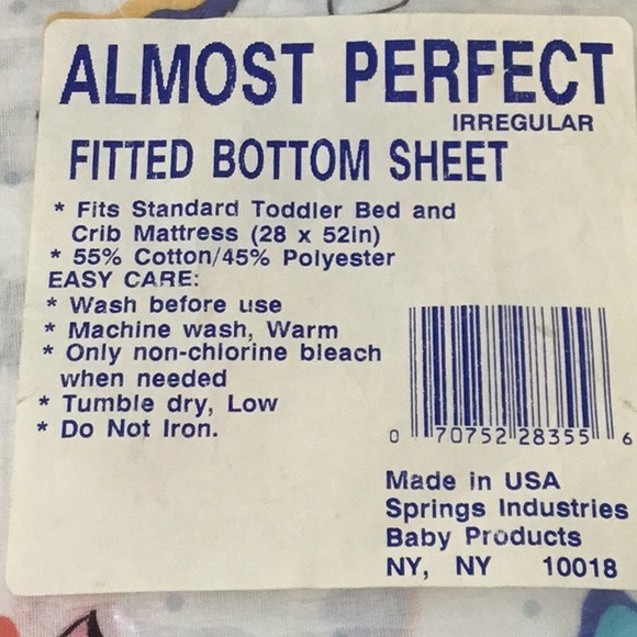 Vintage Fitted Bottom Sheet (1) For Toddler Bed. Made in USA. Irregular. - Picture 3 of 4